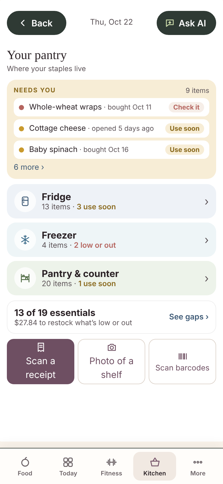 Built From Food smart pantry: pantry; test profile